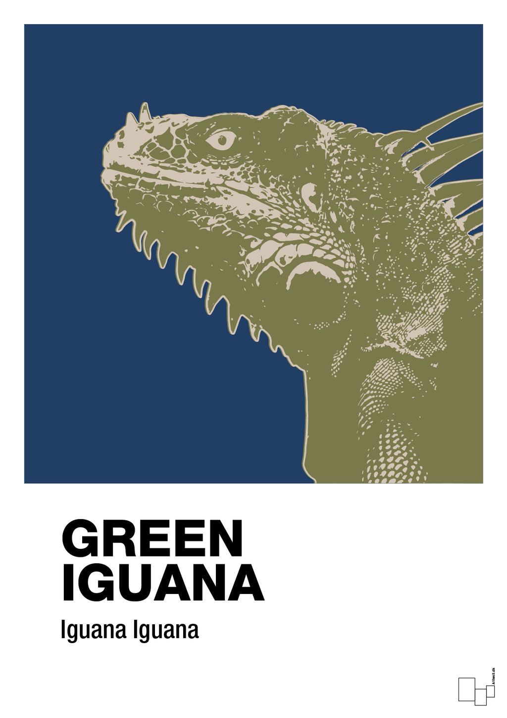 plakat: green iguana - lapis blue-Dyr-A1two3