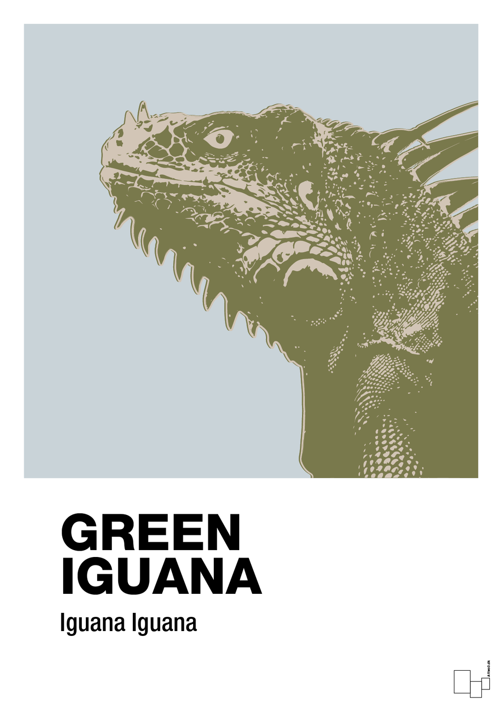 plakat: green iguana - light drizzle-Dyr-A1two3