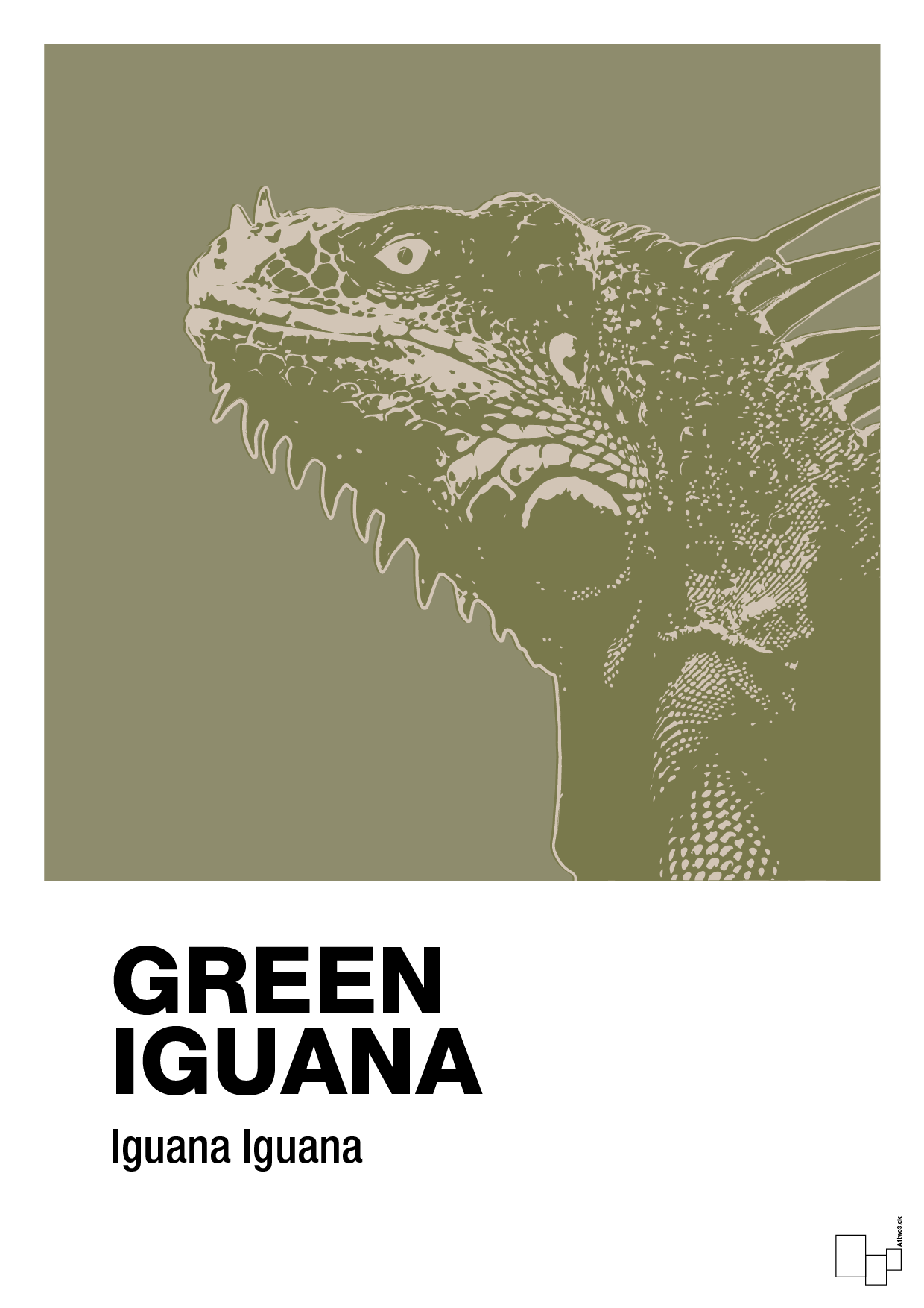 plakat: green iguana - misty forrest-Dyr-A1two3