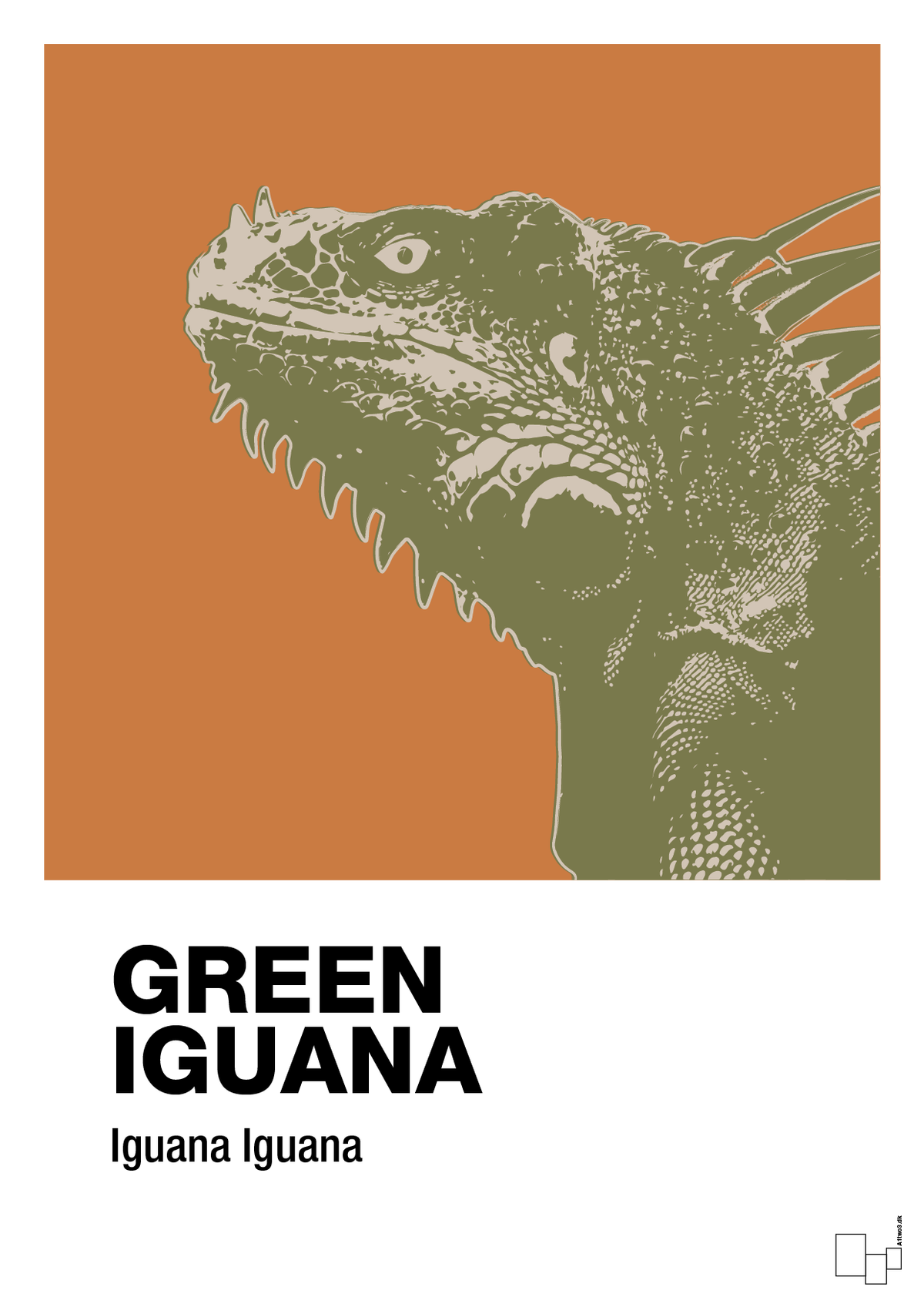 plakat: green iguana - rumba orange-Dyr-A1two3