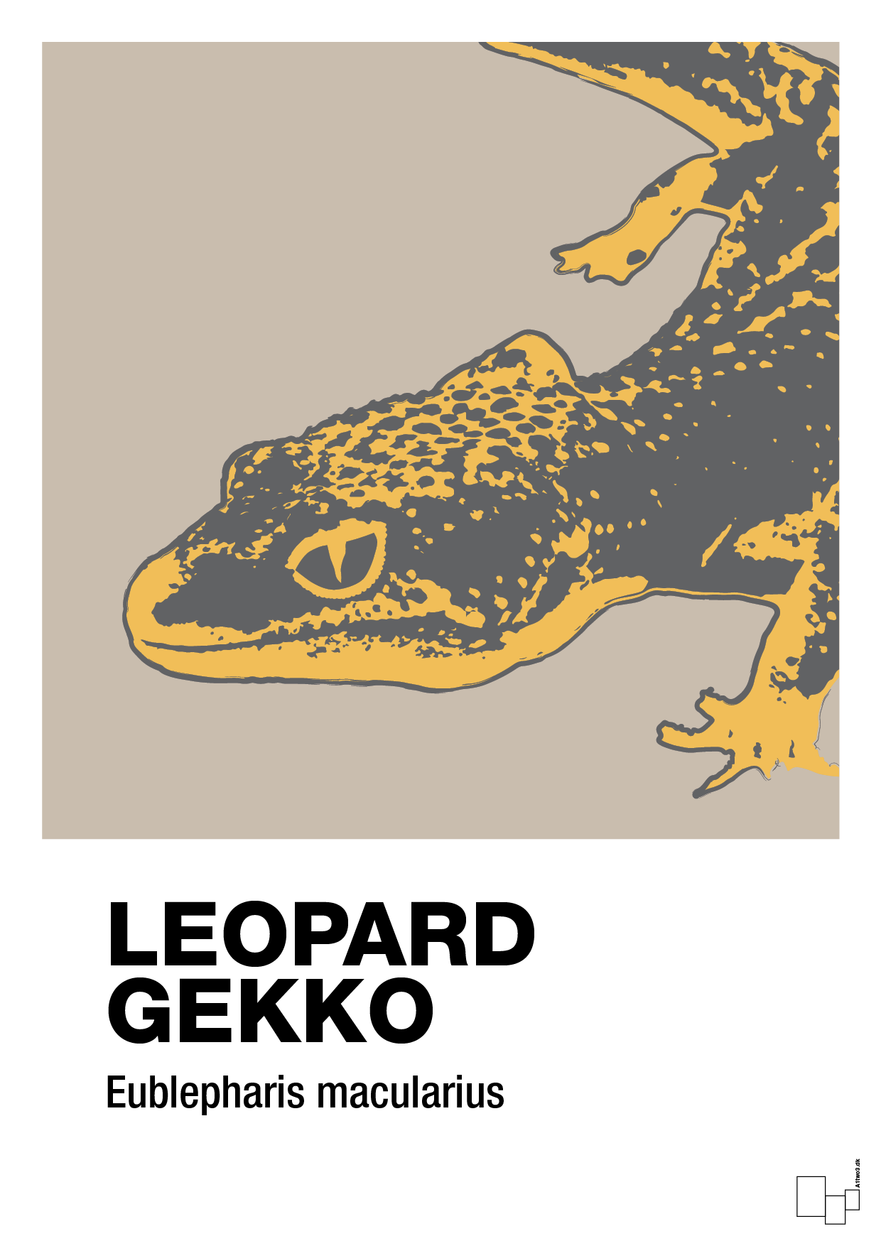 plakat: leopard gekko - creamy mushroom-Dyr-A1two3