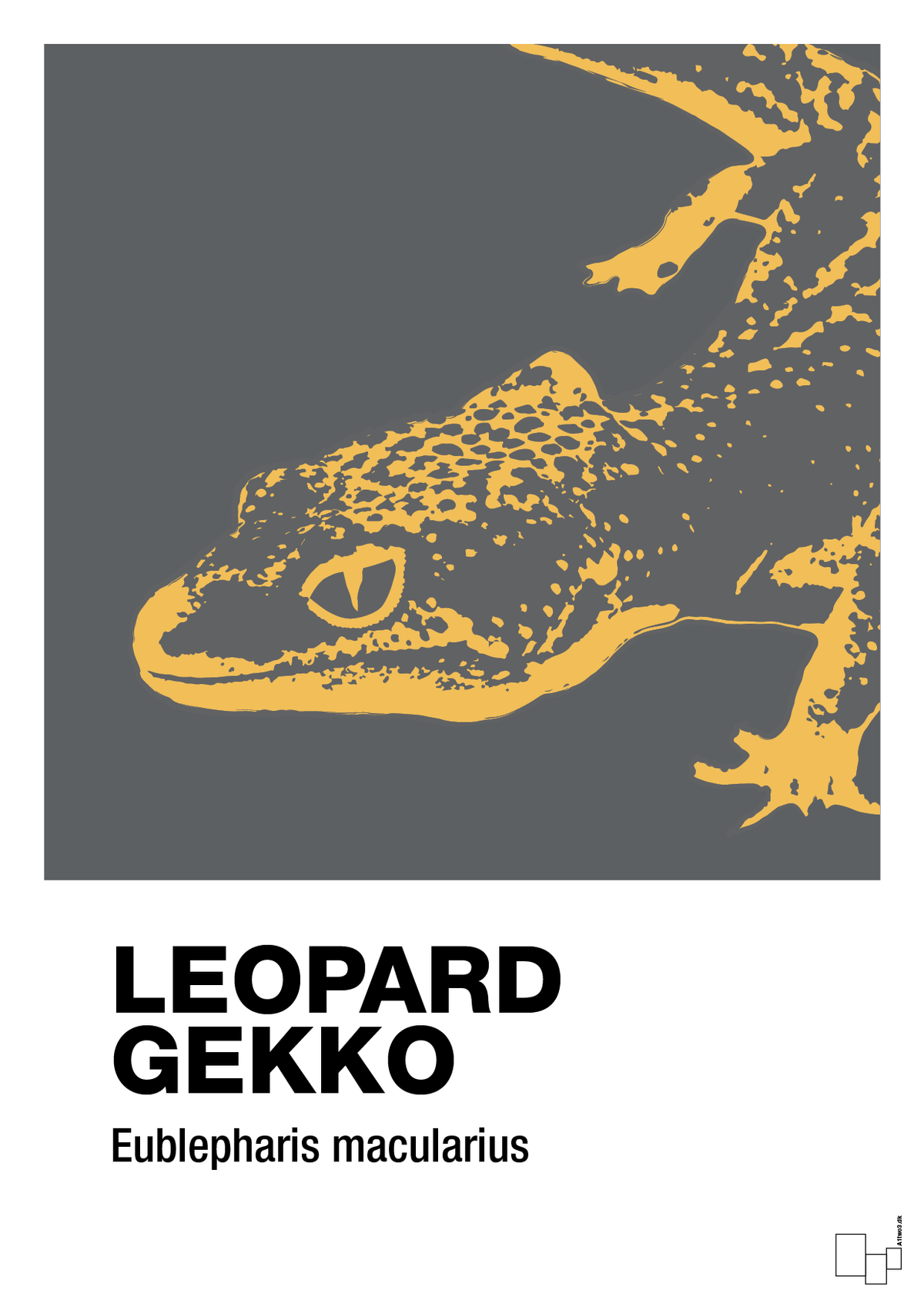 plakat: leopard gekko - graphic charcoal-Dyr-A1two3