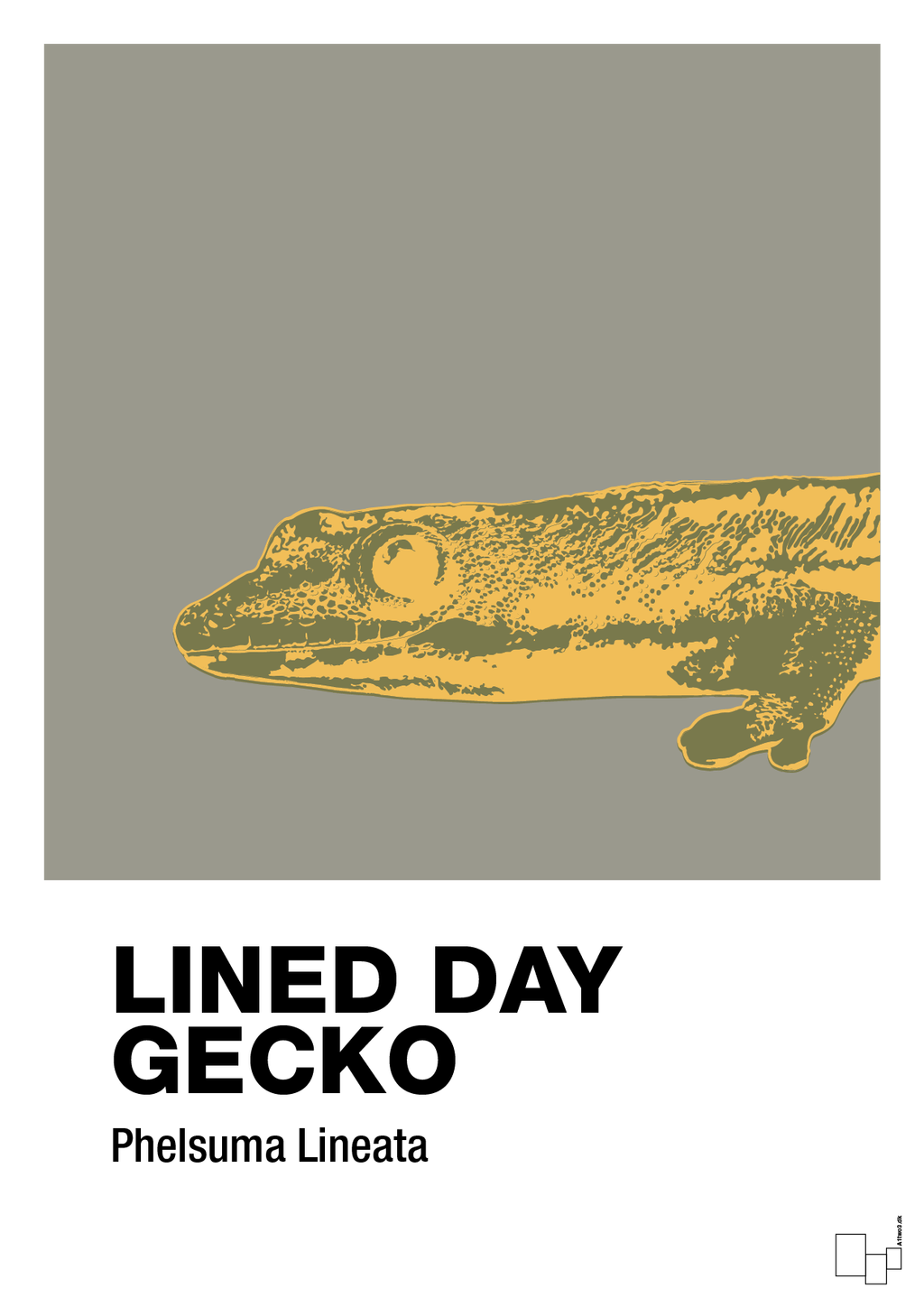 plakat: lined day gecko - battleship gray-Dyr-A1two3