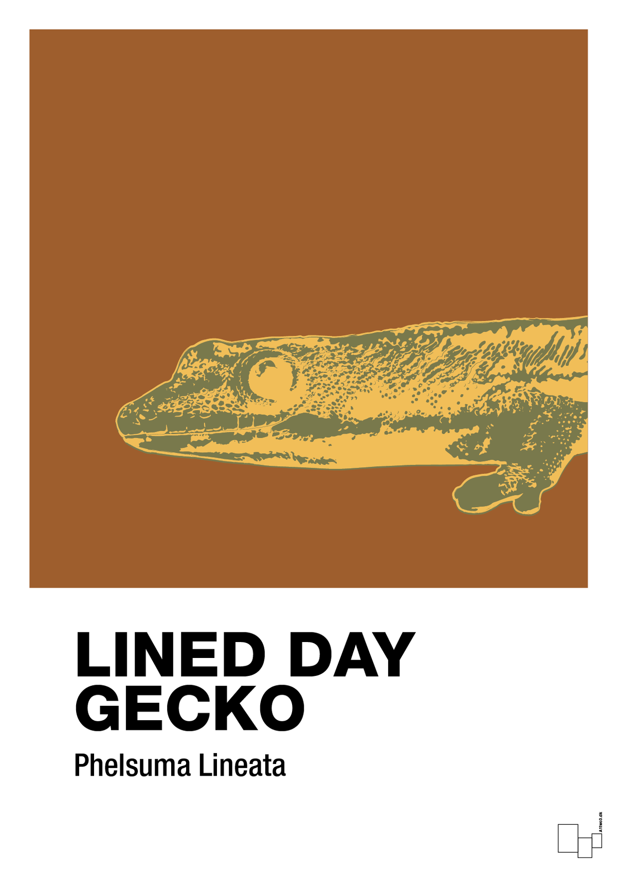 plakat: lined day gecko - cognac-Dyr-A1two3