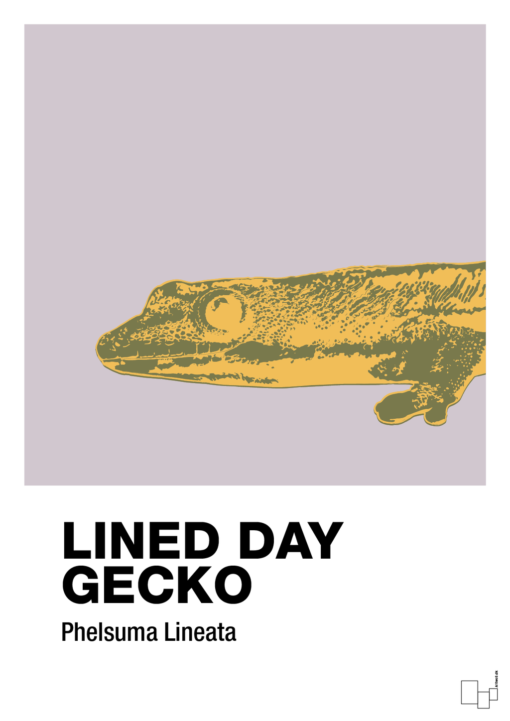 plakat: lined day gecko - dusty lilac-Dyr-A1two3