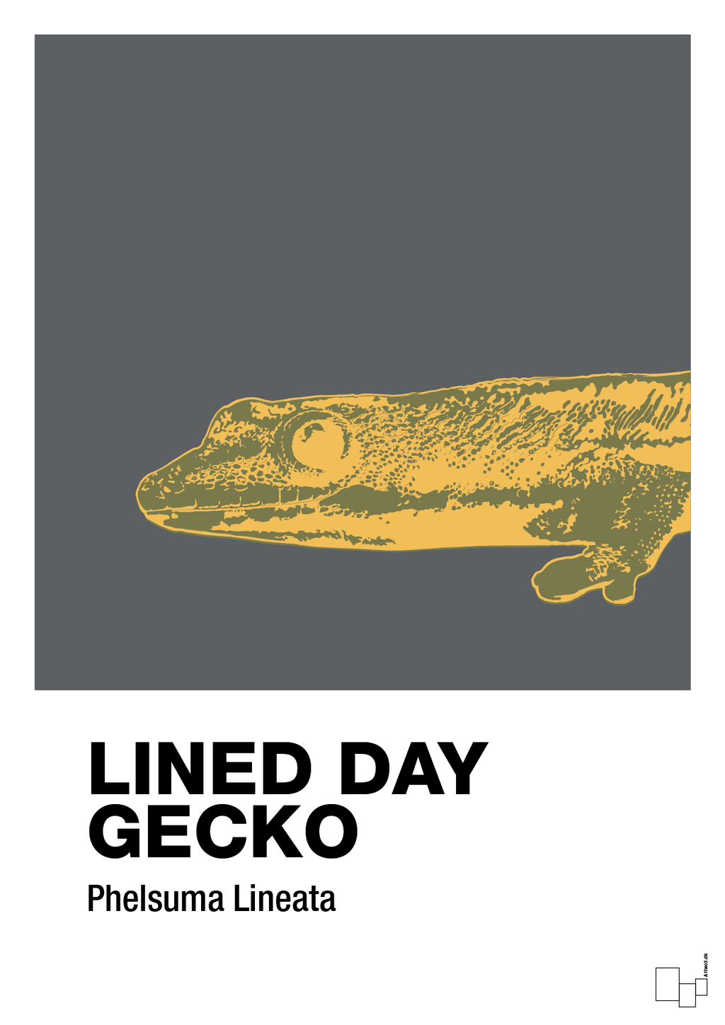 plakat: lined day gecko - graphic charcoal-Dyr-A1two3