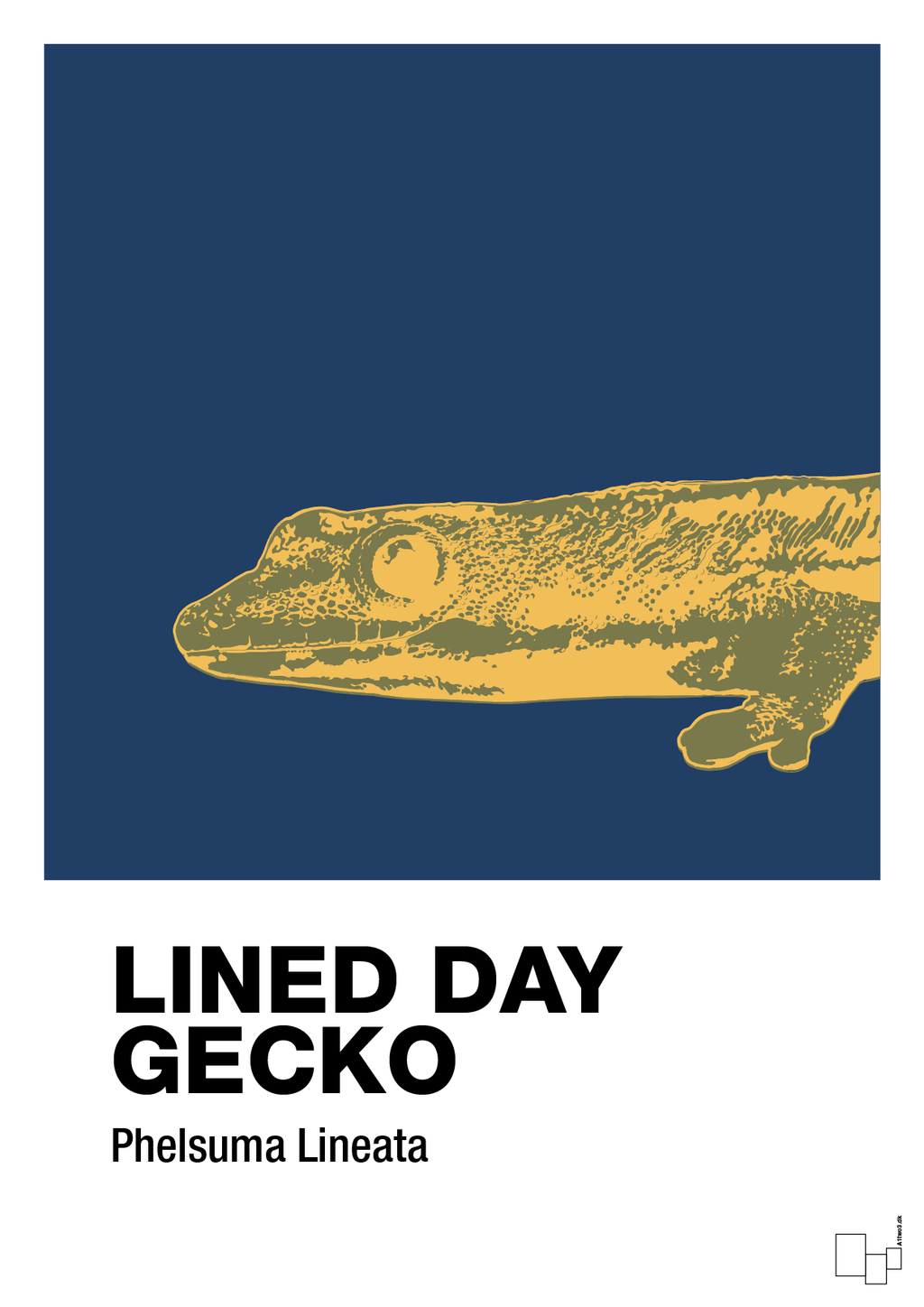 plakat: lined day gecko - lapis blue-Dyr-A1two3
