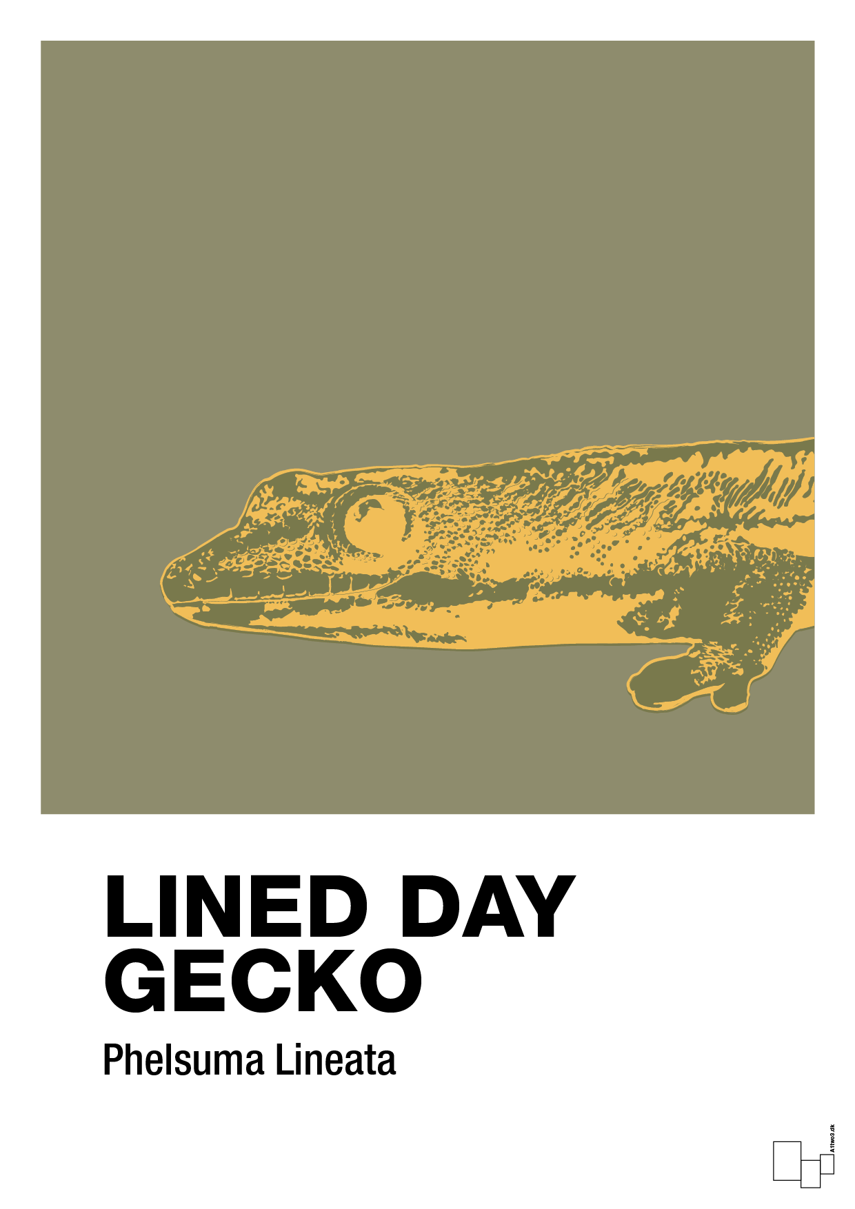 plakat: lined day gecko - misty forrest-Dyr-A1two3