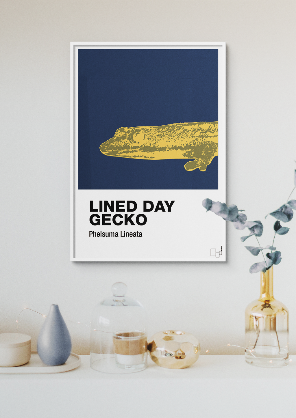 plakat: lined day gecko - graphic charcoal-Dyr-A1two3