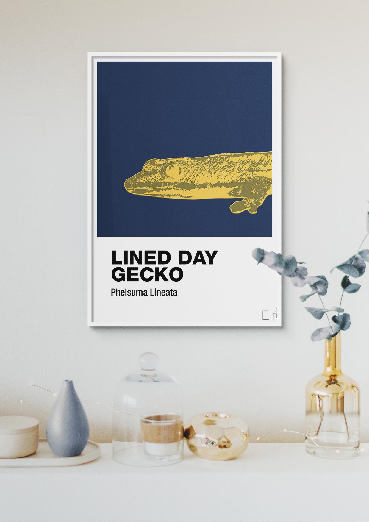 plakat: lined day gecko - graphic charcoal-Dyr-A1two3
