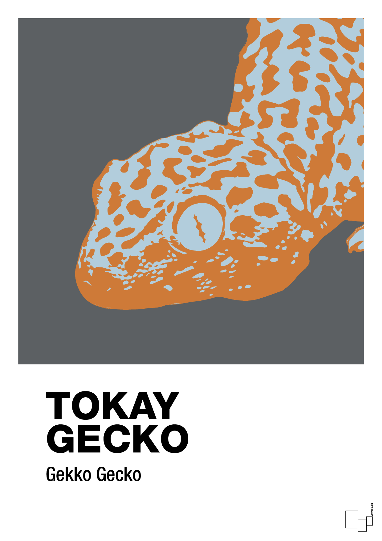 plakat: tokay gecko - graphic charcoal-Dyr-A1two3