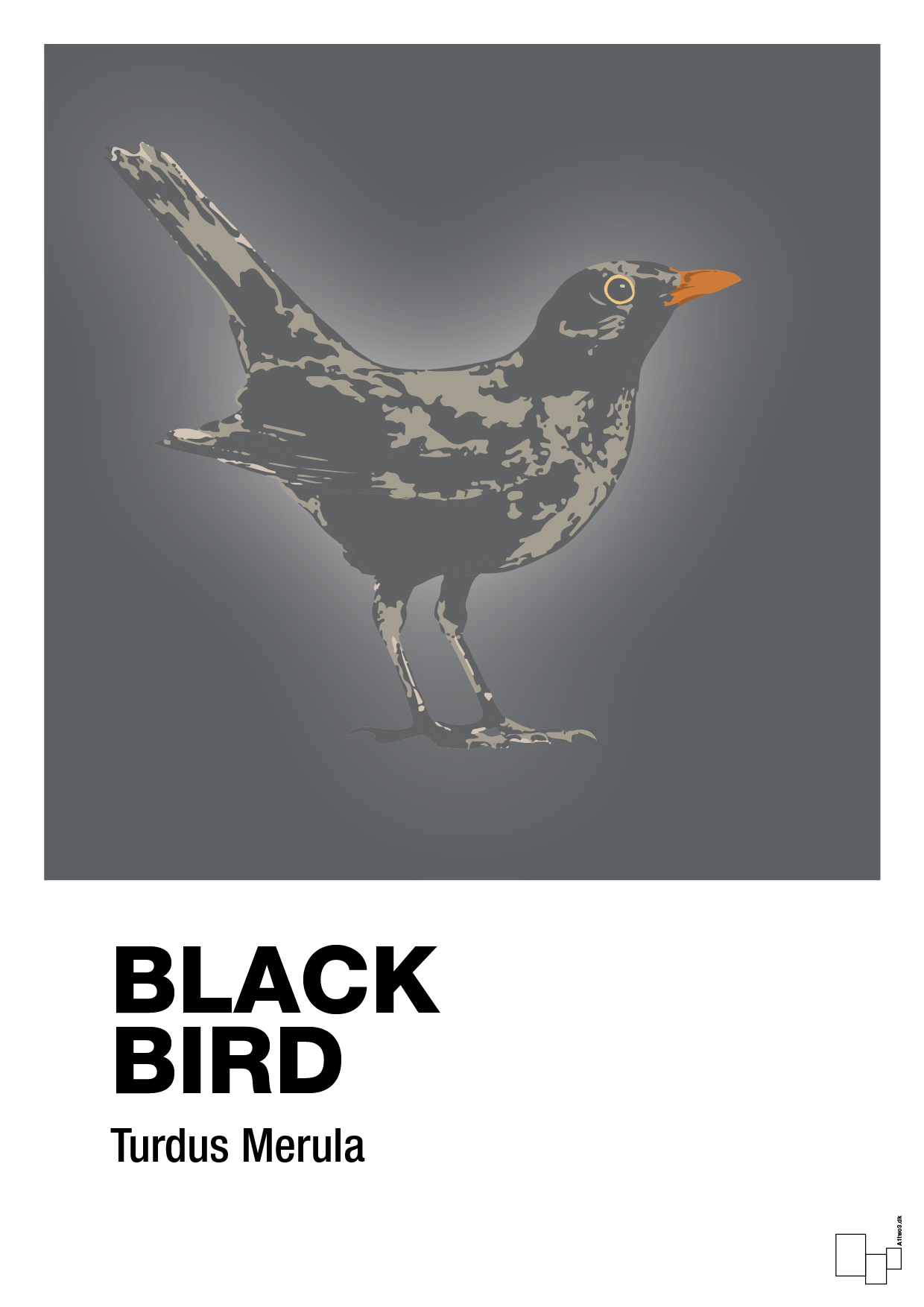 plakat: black bird - graphic charcoal-Dyr-A1two3