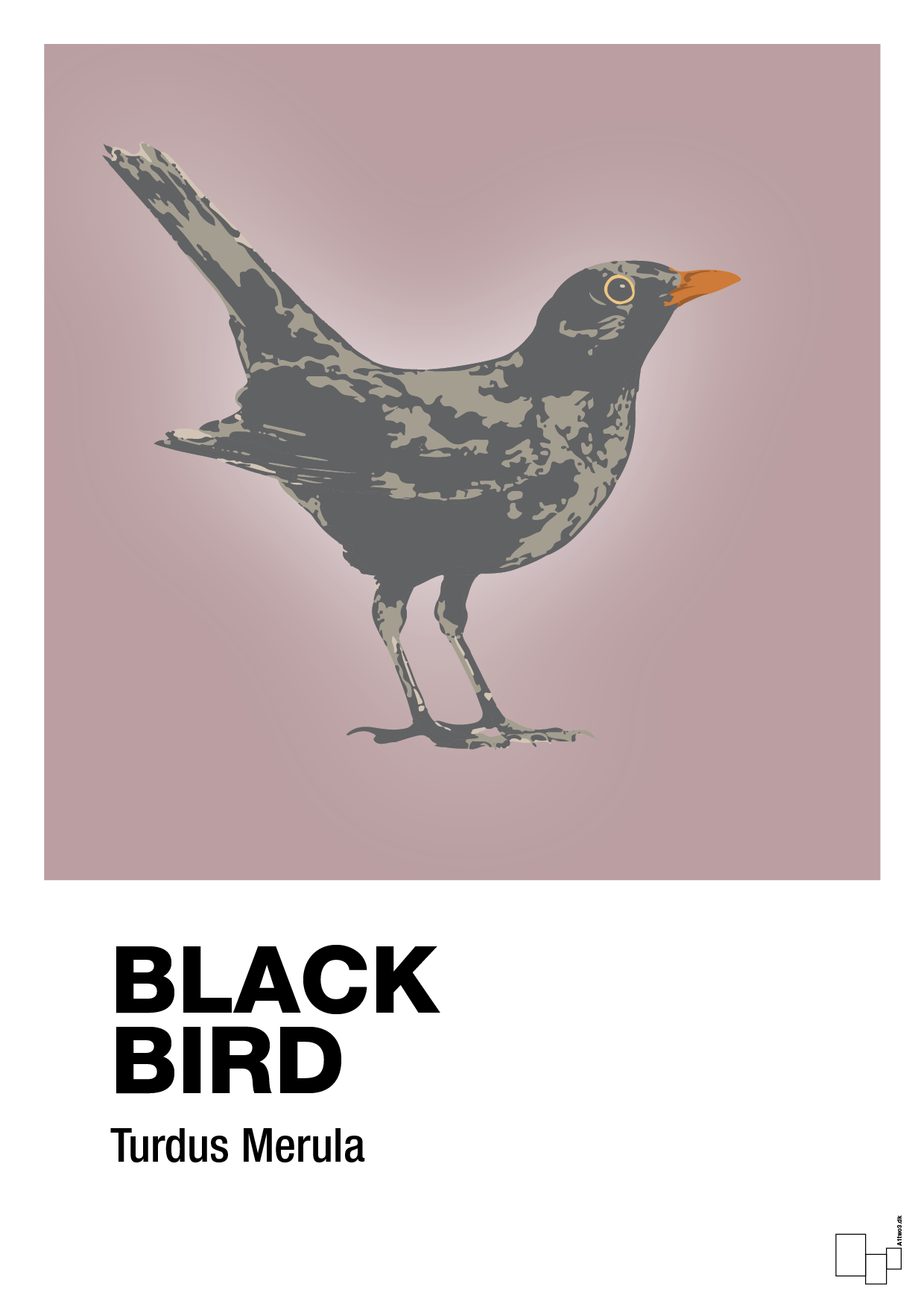 plakat: black bird - light rose-Dyr-A1two3