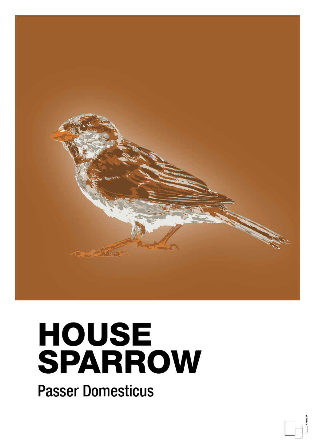 plakat: house sparrow - cognac-Dyr-A1two3