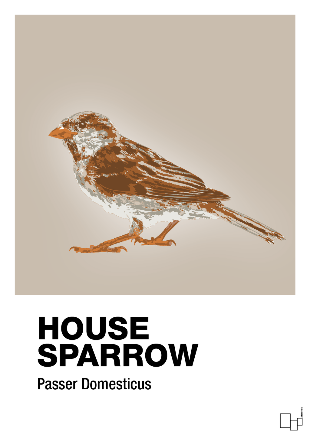 plakat: house sparrow - creamy mushroom-Dyr-A1two3