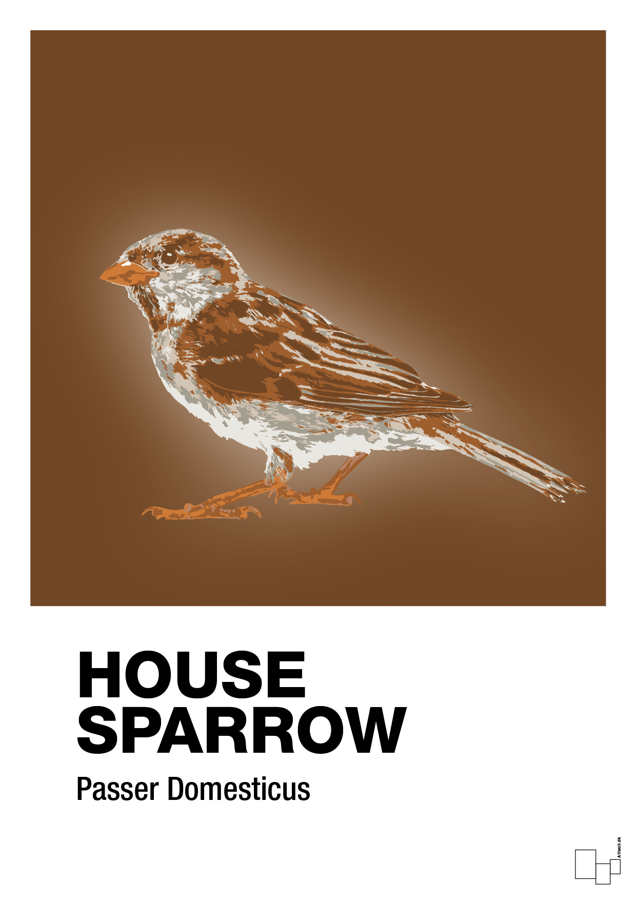 plakat: house sparrow - dark brown-Dyr-A1two3