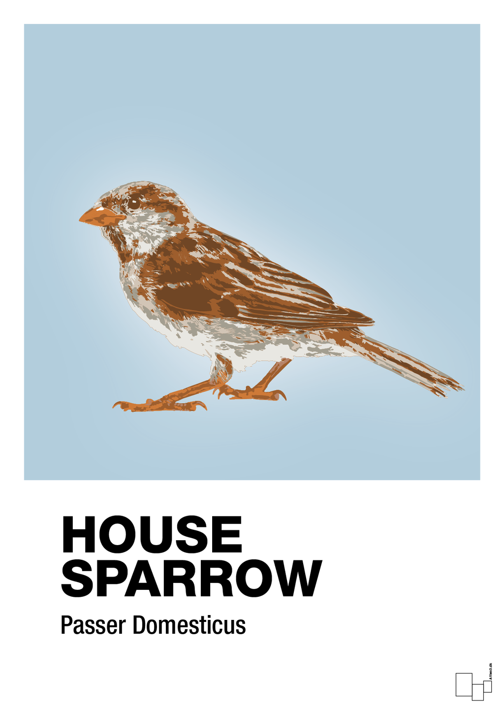 plakat: house sparrow - heavenly blue-Dyr-A1two3