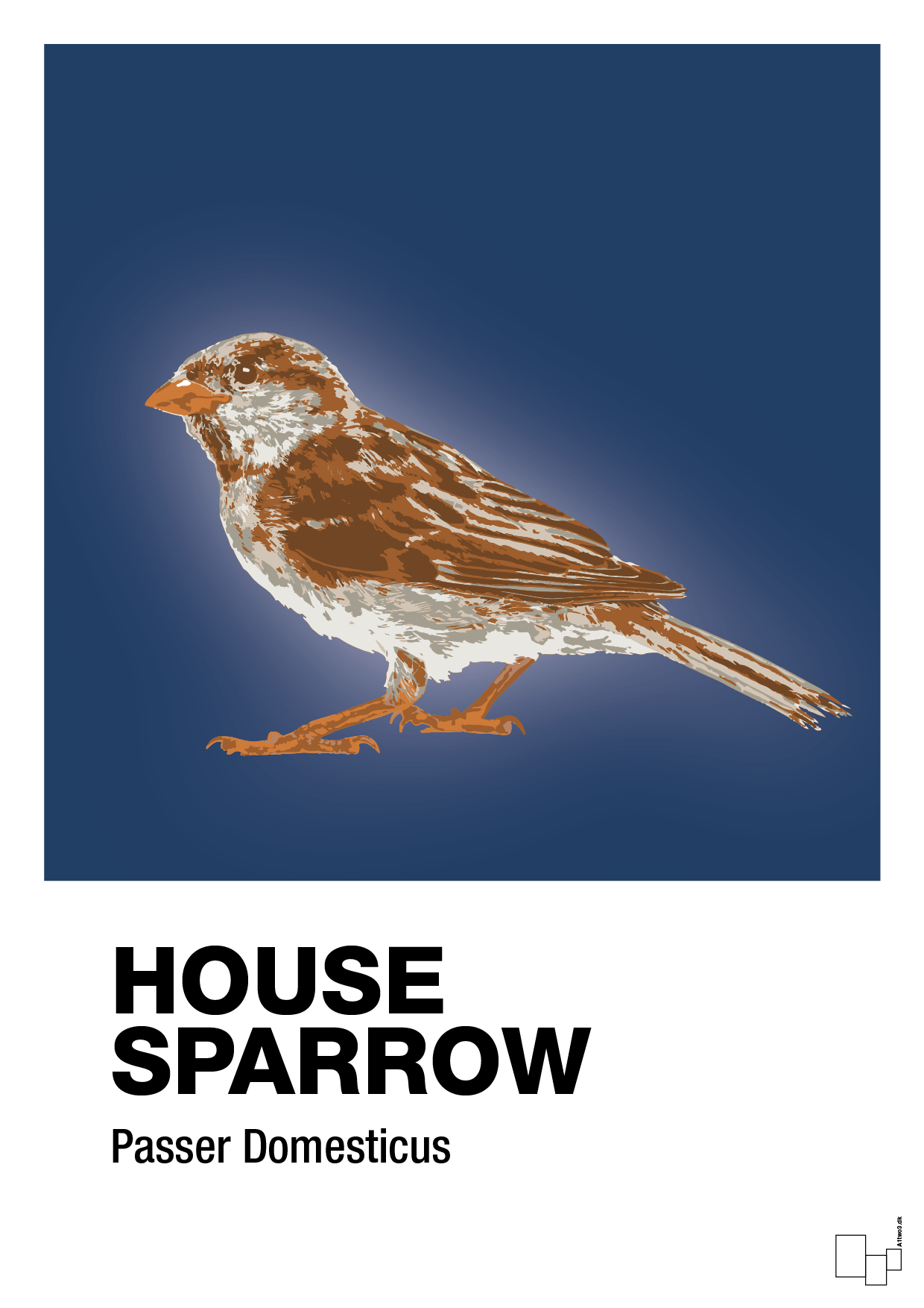 plakat: house sparrow - lapis blue-Dyr-A1two3
