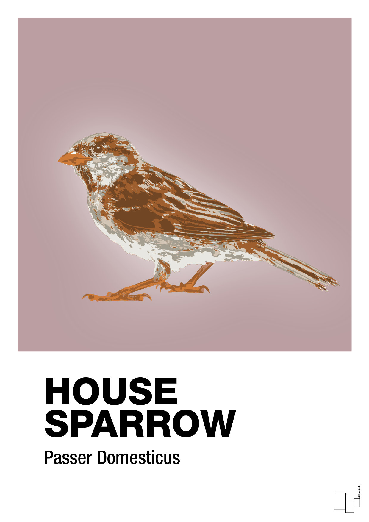 plakat: house sparrow - light rose-Dyr-A1two3