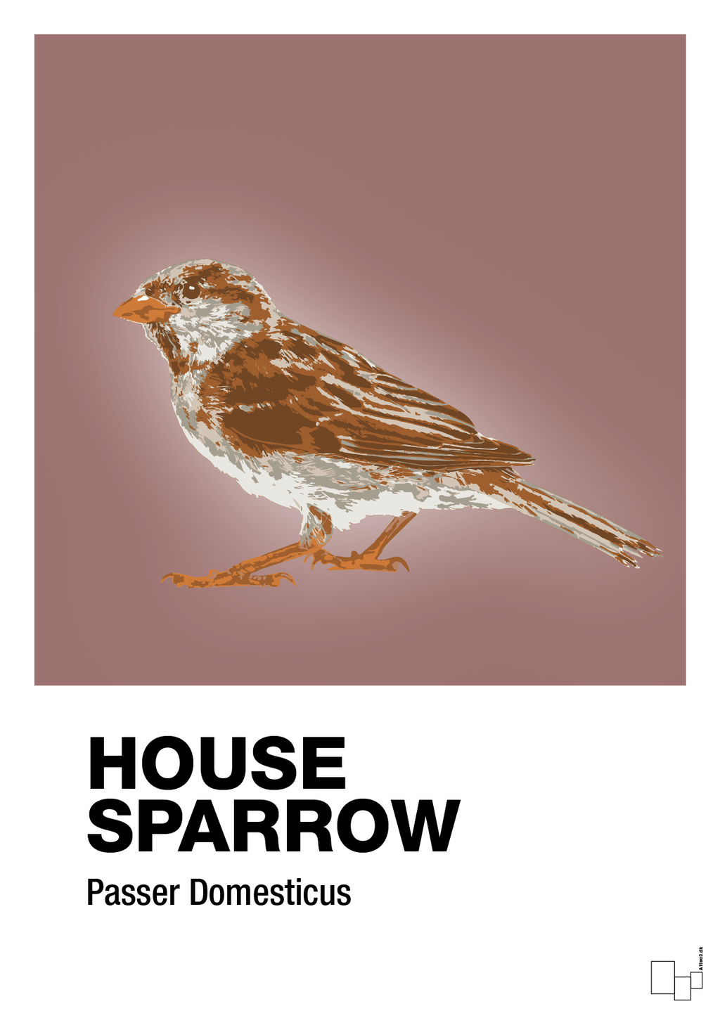 plakat: house sparrow - plum-Dyr-A1two3