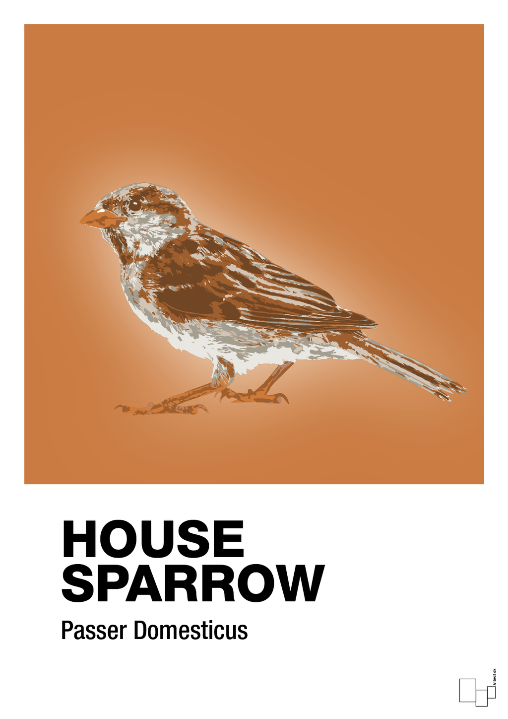 plakat: house sparrow - rumba orange-Dyr-A1two3
