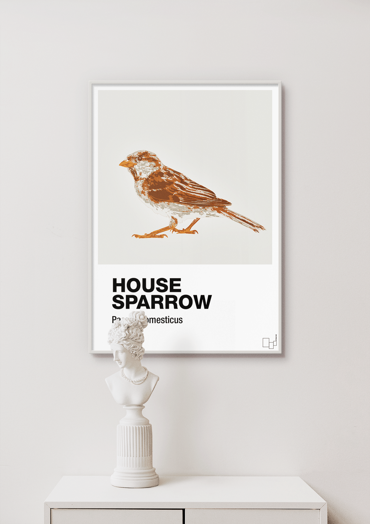 plakat: house sparrow - graphic charcoal-Dyr-A1two3