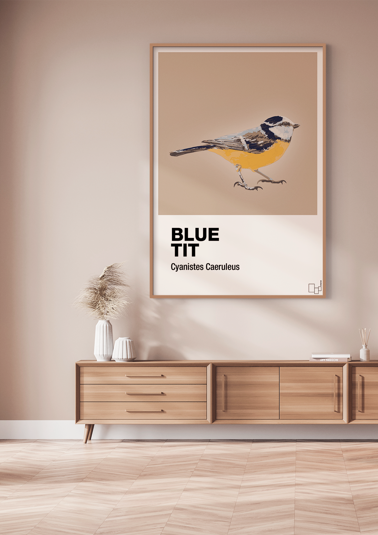 plakat: blue tit - graphic charcoal-Dyr-A1two3