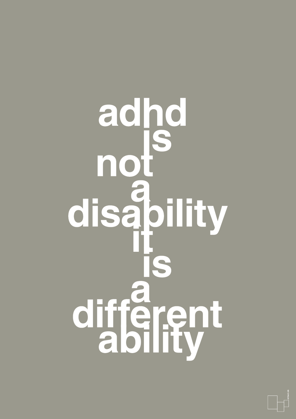 plakat: adhd is not a disability it is a different ability - battleship gray-ADHD-A1two3