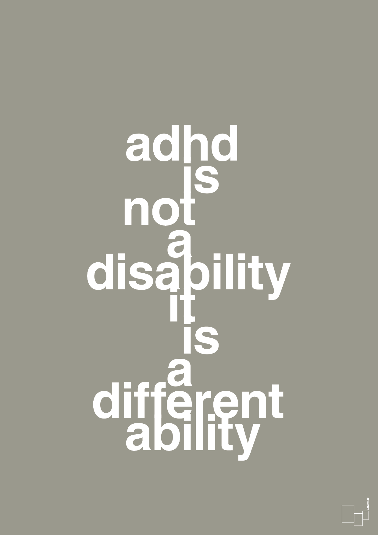 plakat: adhd is not a disability it is a different ability - battleship gray-ADHD-A1two3