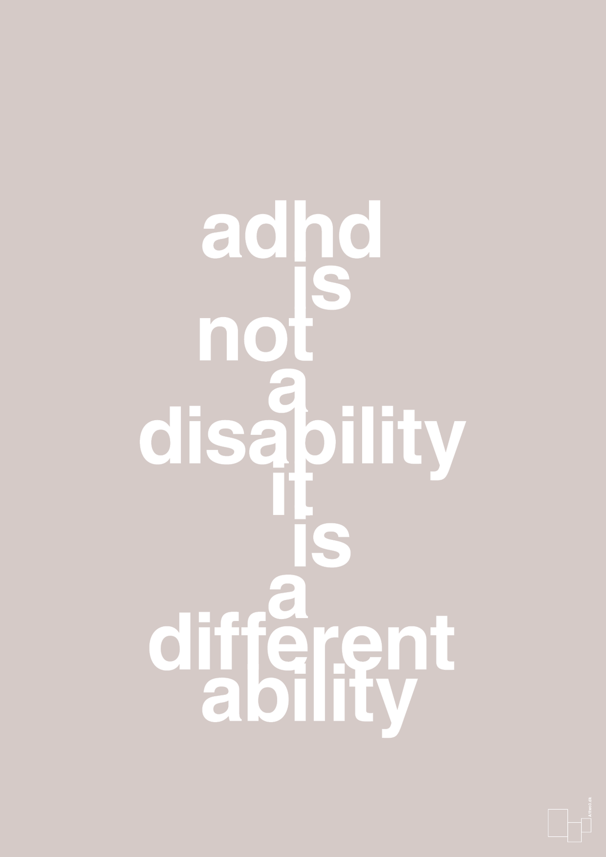 plakat: adhd is not a disability it is a different ability - broken beige-ADHD-A1two3