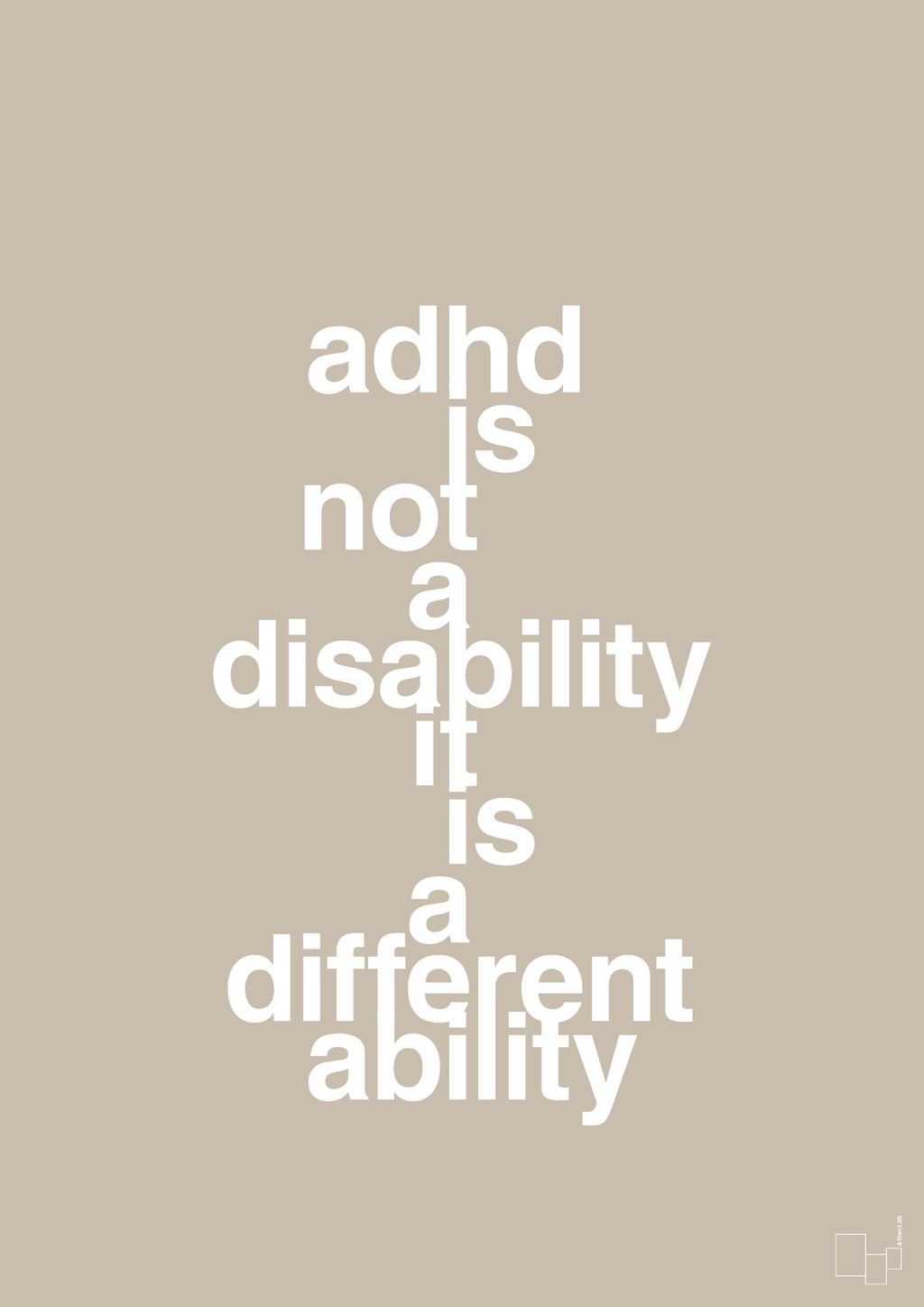 plakat: adhd is not a disability it is a different ability - creamy mushroom-ADHD-A1two3