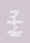 plakat: adhd is not a disability it is a different ability - dusty lilac-ADHD-A1two3