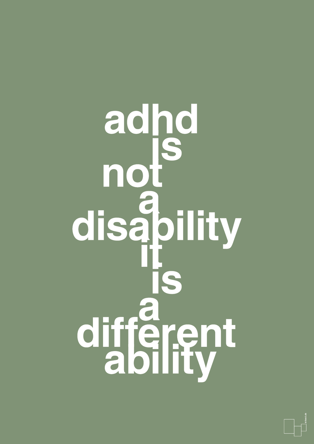 plakat: adhd is not a disability it is a different ability - jade-ADHD-A1two3