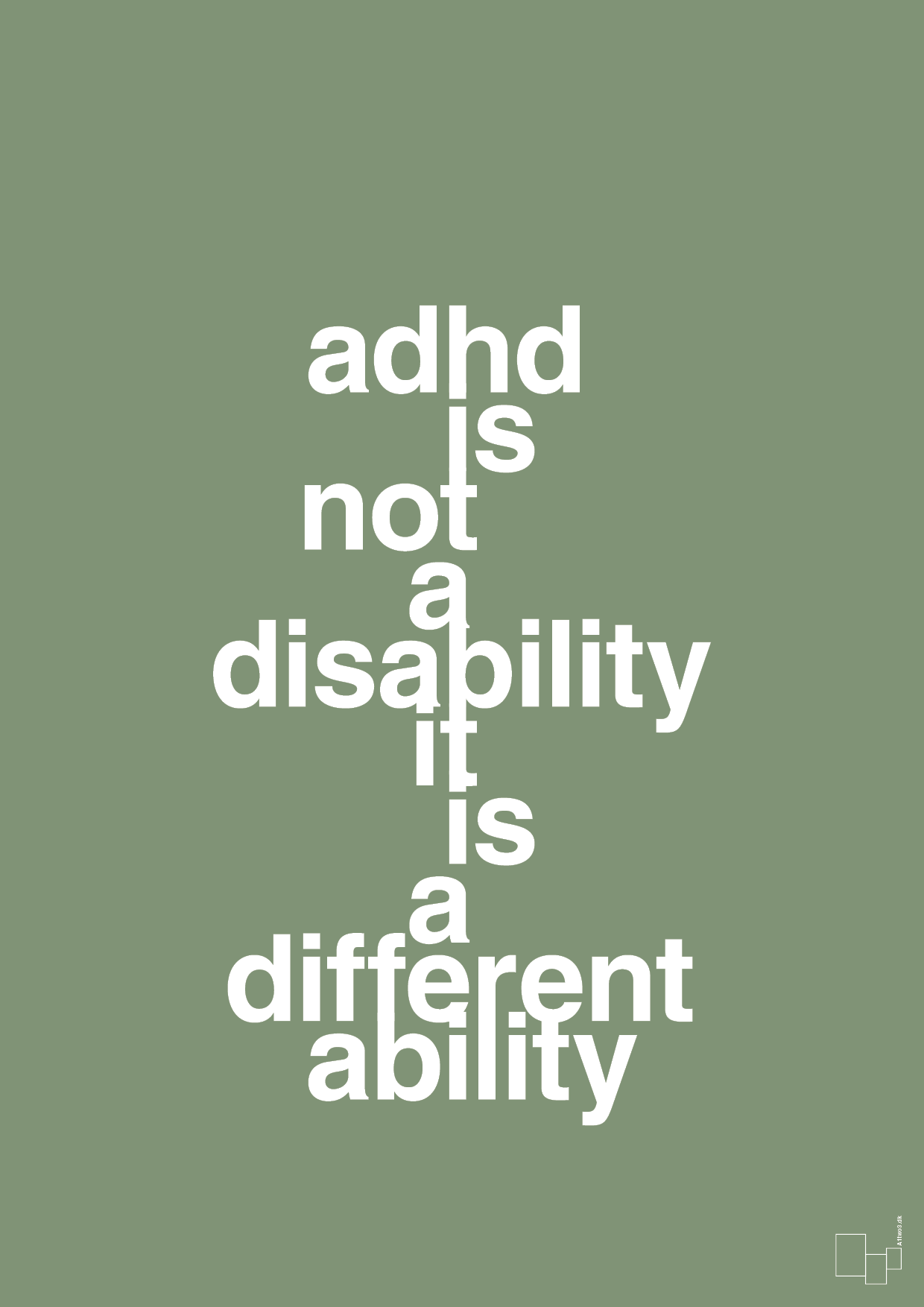 plakat: adhd is not a disability it is a different ability - jade-ADHD-A1two3