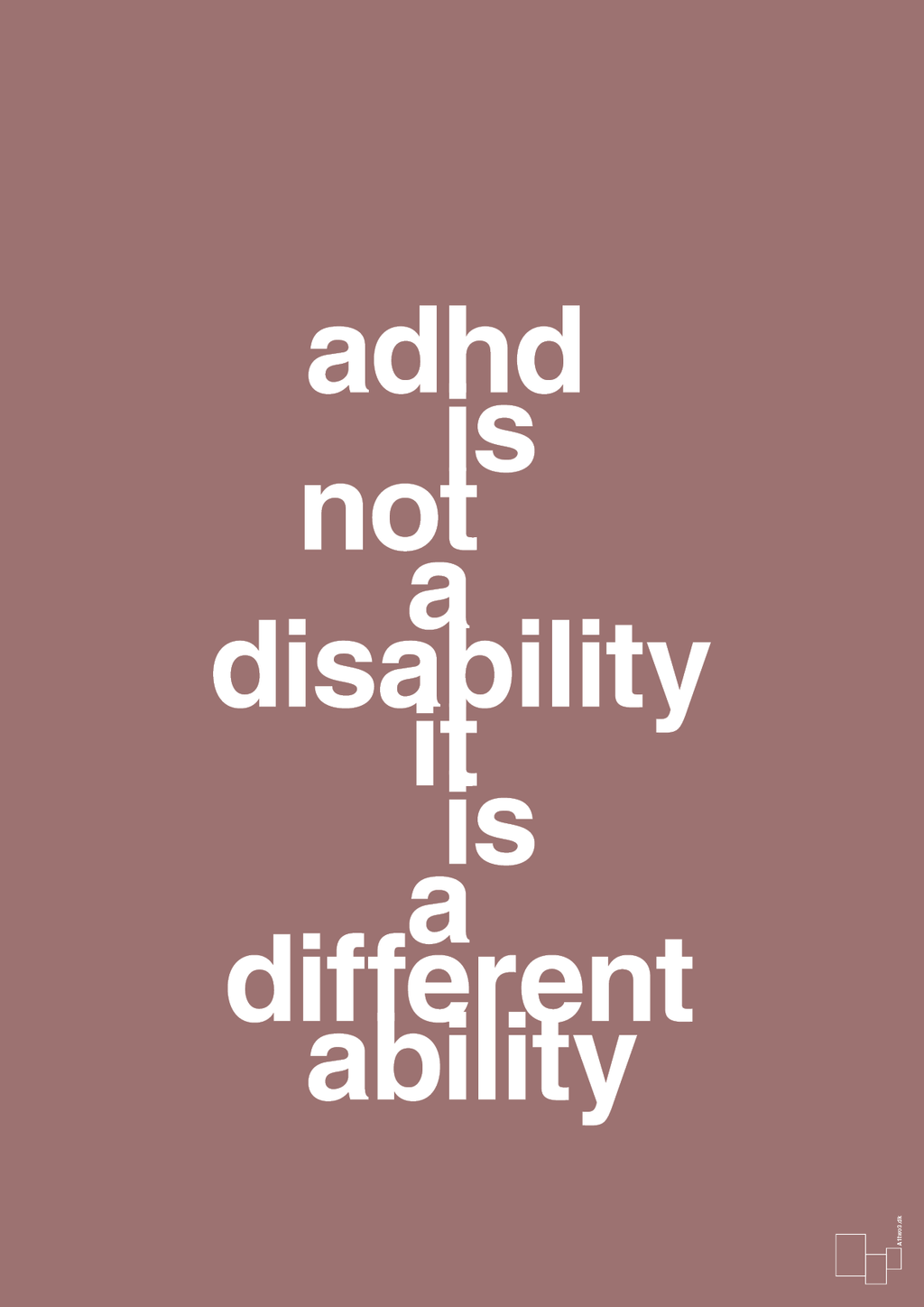 plakat: adhd is not a disability it is a different ability - plum-ADHD-A1two3