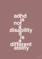 plakat: adhd is not a disability it is a different ability - plum-ADHD-A1two3