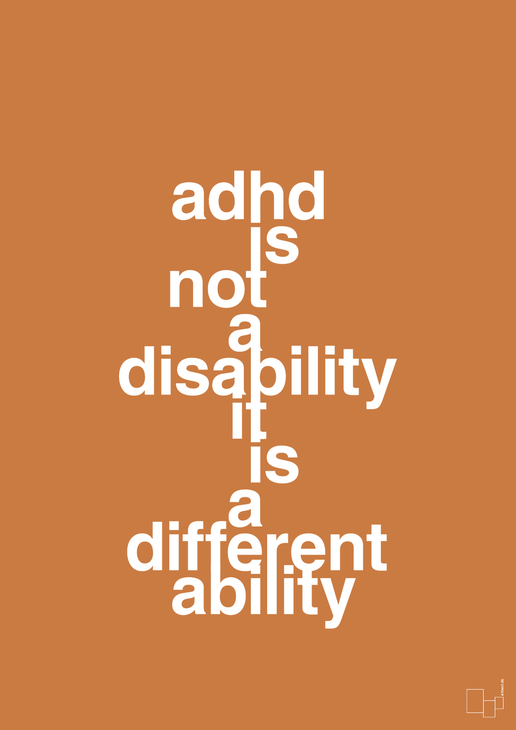 plakat: adhd is not a disability it is a different ability - rumba orange-ADHD-A1two3