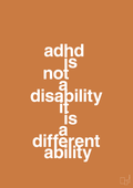 plakat: adhd is not a disability it is a different ability - rumba orange-ADHD-A1two3