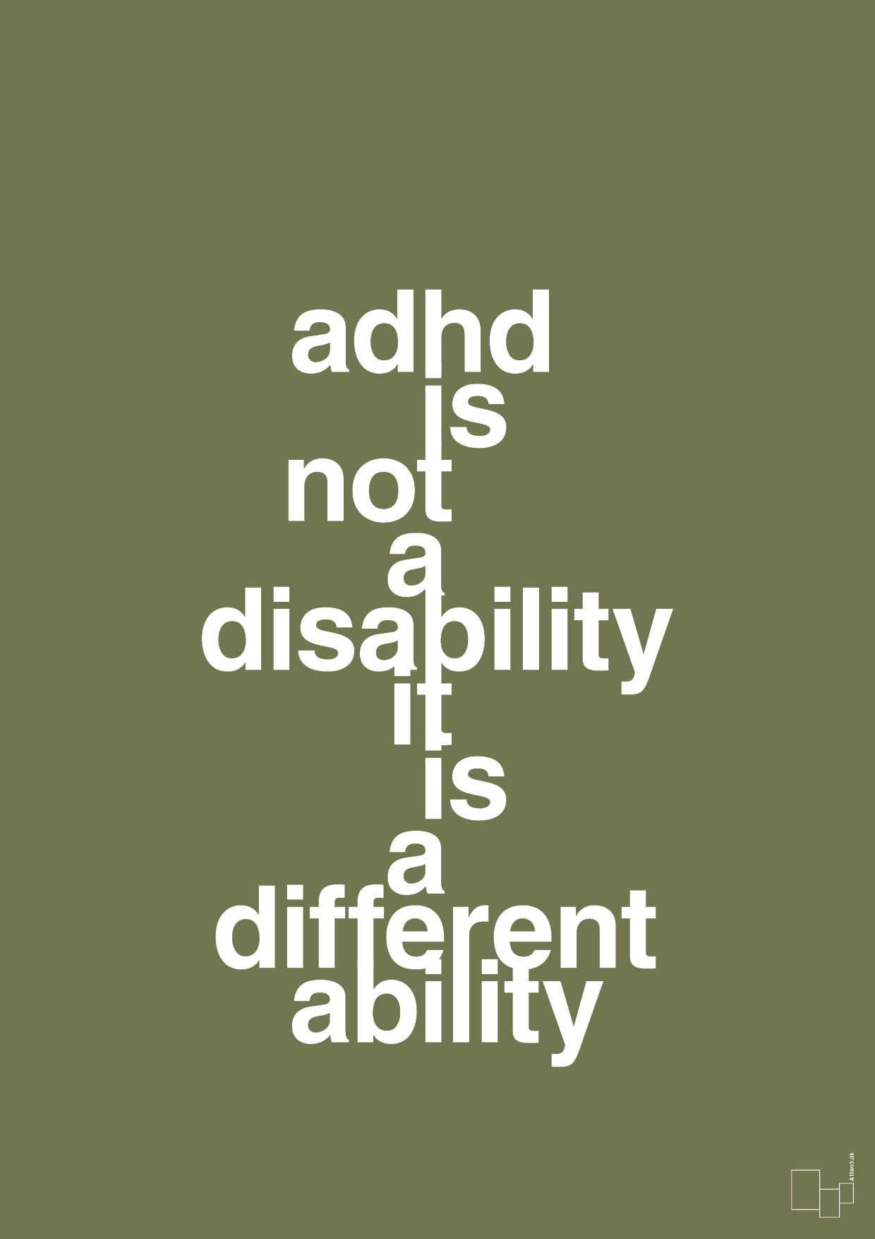 plakat: adhd is not a disability it is a different ability - secret meadow-ADHD-A1two3