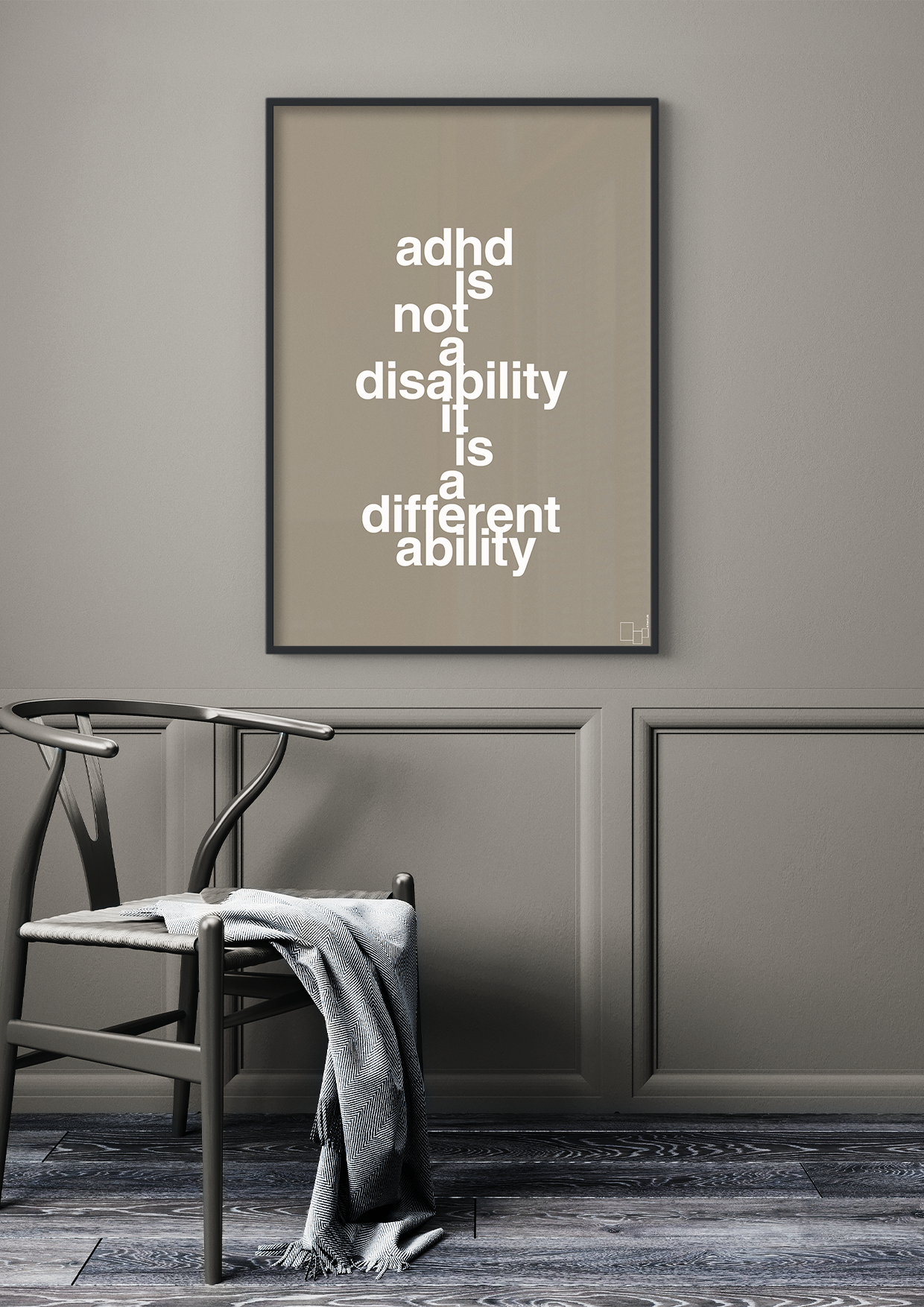 plakat: adhd is not a disability it is a different ability - graphic charcoal-ADHD-A1two3