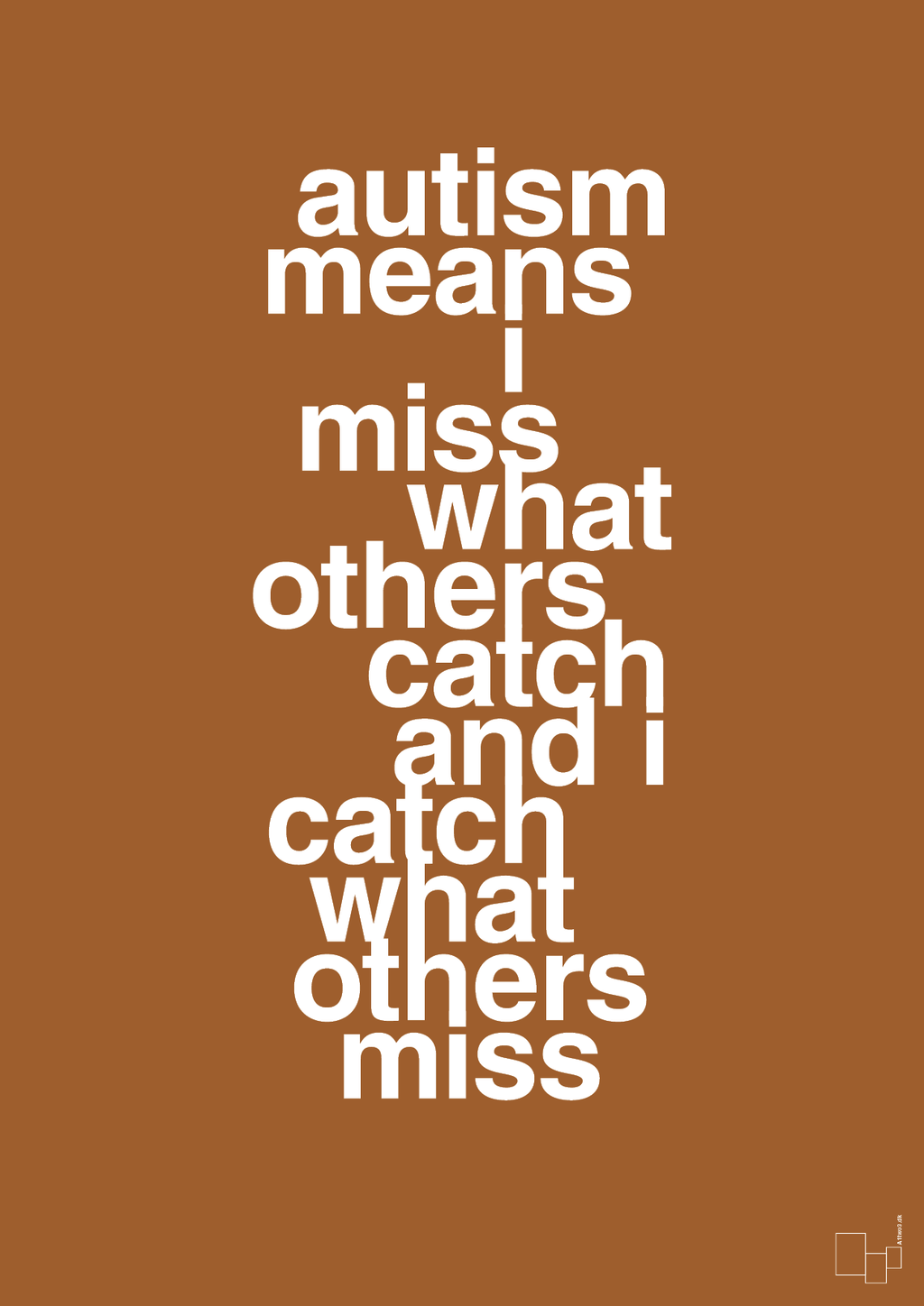 plakat: autism means i miss what others catch and i catch what others miss - cognac-ADHD-A1two3