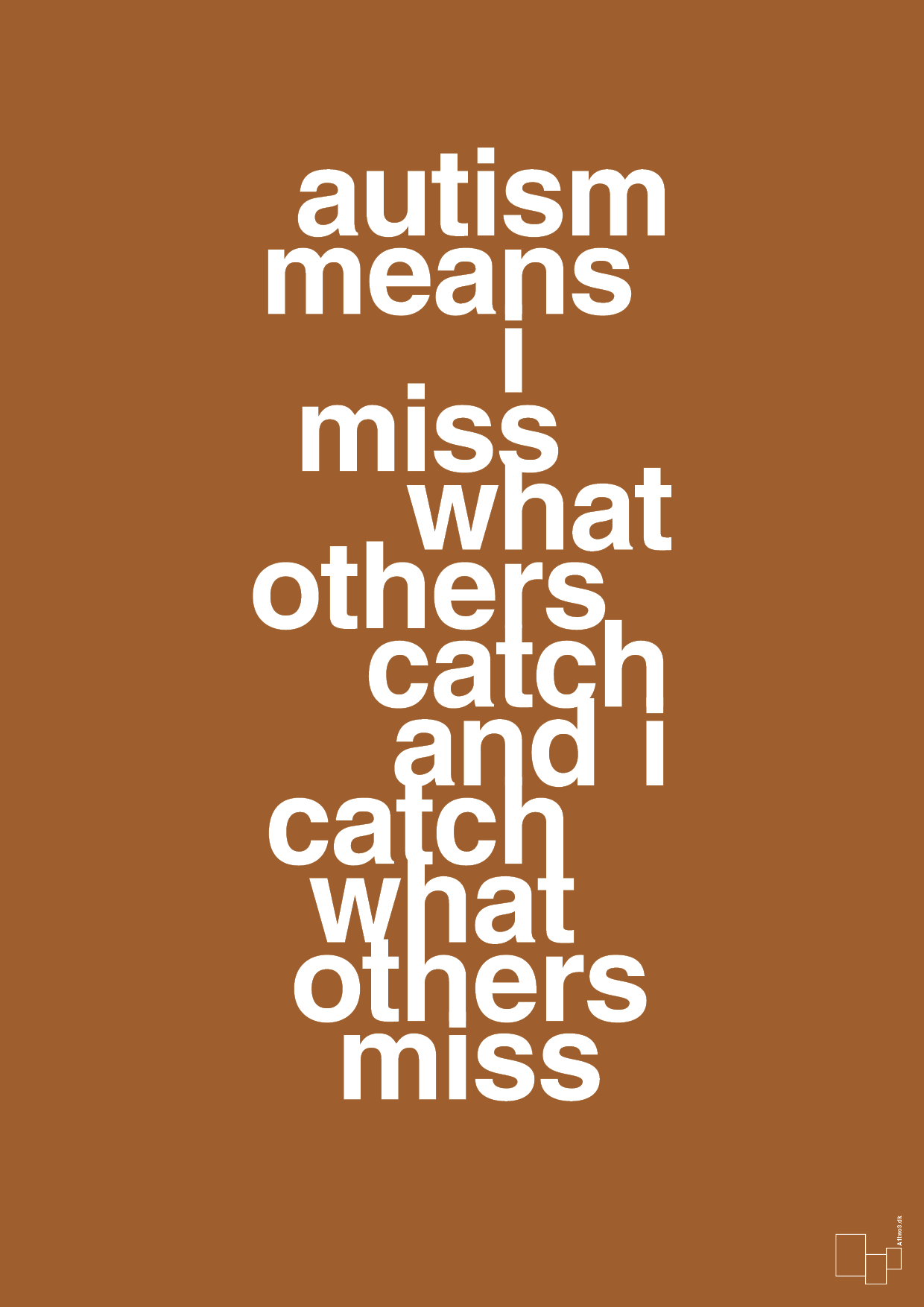 plakat: autism means i miss what others catch and i catch what others miss - cognac-ADHD-A1two3