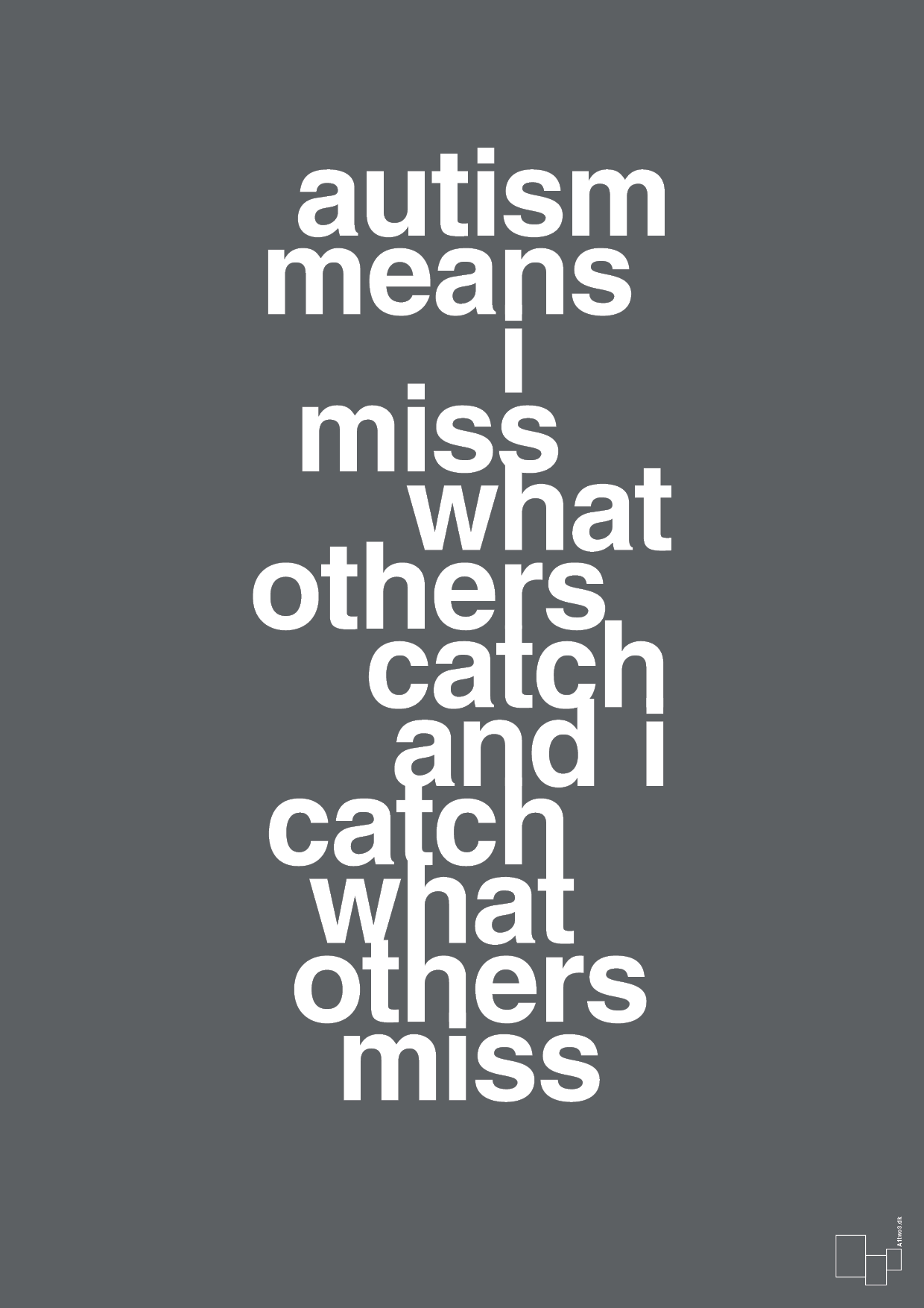plakat: autism means i miss what others catch and i catch what others miss - graphic charcoal-ADHD-A1two3