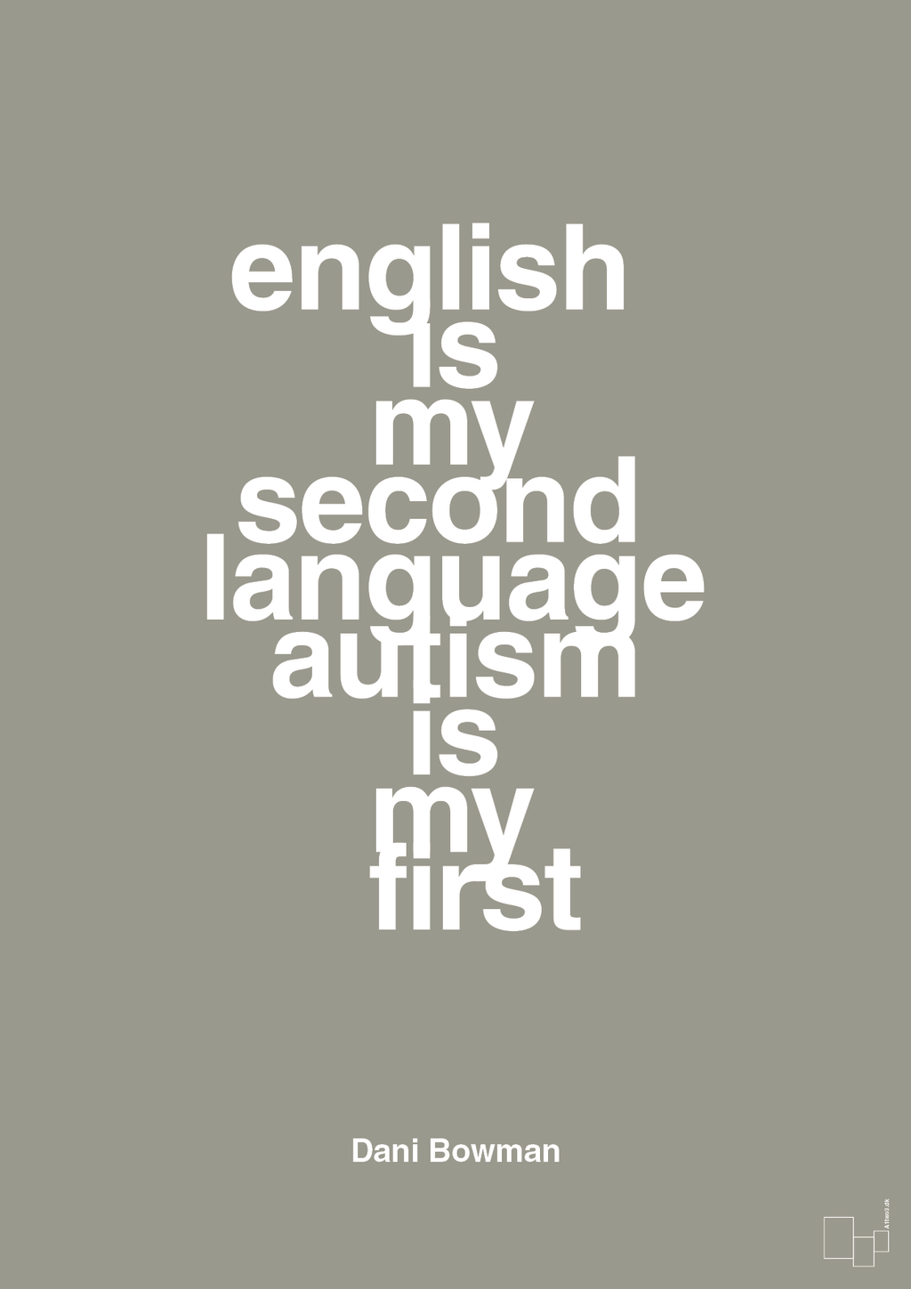 plakat: english is my second language autism is my first - battleship gray-Autisme-A1two3