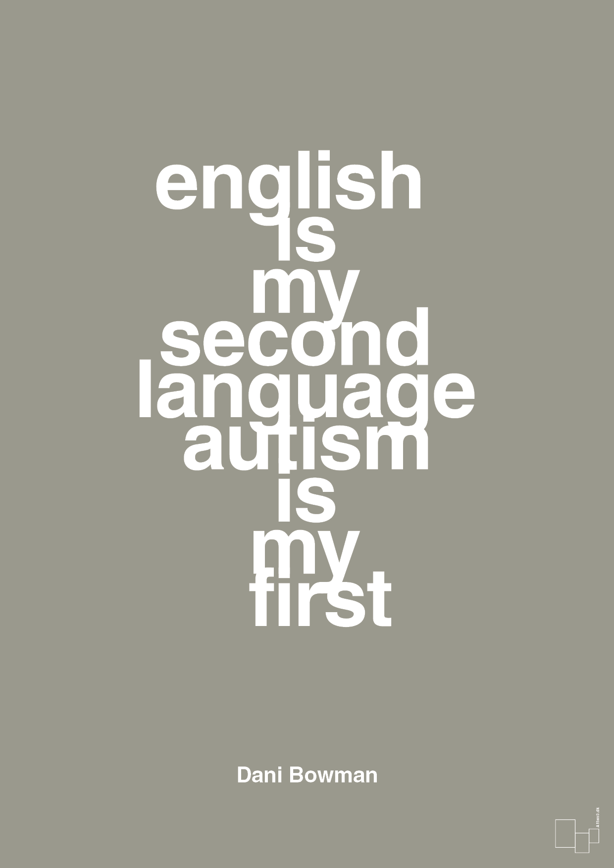 plakat: english is my second language autism is my first - battleship gray-Autisme-A1two3