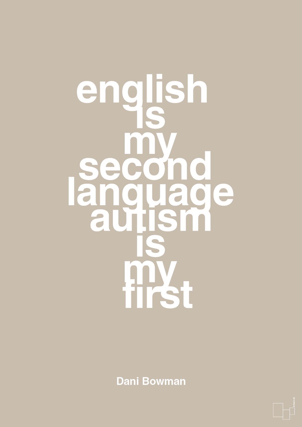 plakat: english is my second language autism is my first - creamy mushroom-Autisme-A1two3
