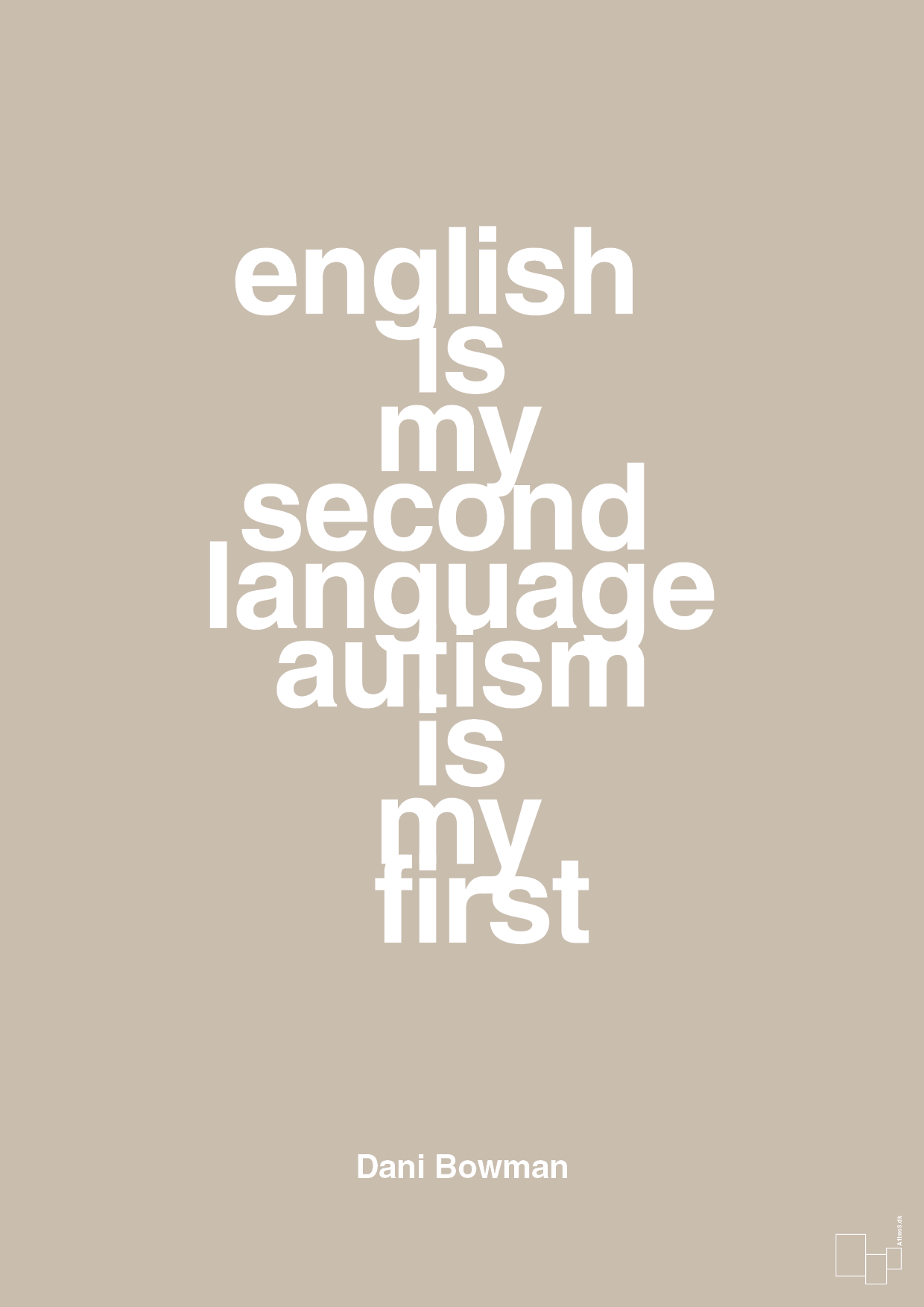 plakat: english is my second language autism is my first - creamy mushroom-Autisme-A1two3