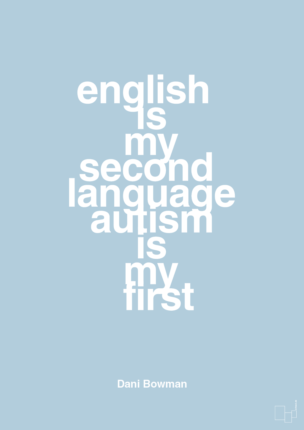 plakat: english is my second language autism is my first - heavenly blue-Autisme-A1two3