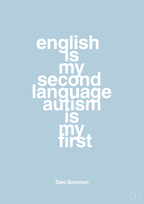 plakat: english is my second language autism is my first - heavenly blue-Autisme-A1two3