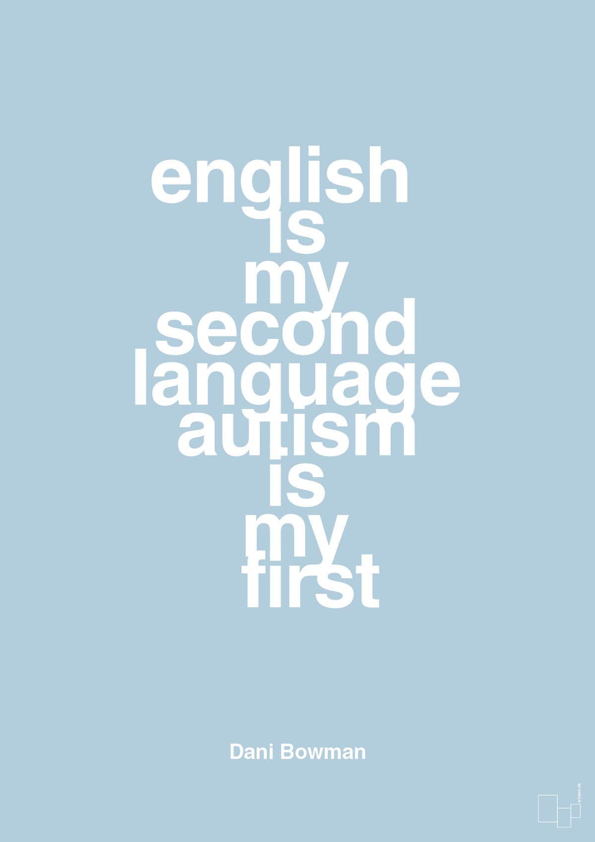 plakat: english is my second language autism is my first - heavenly blue-Autisme-A1two3